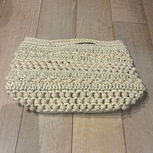 Elegant Beaded Cream Clutch